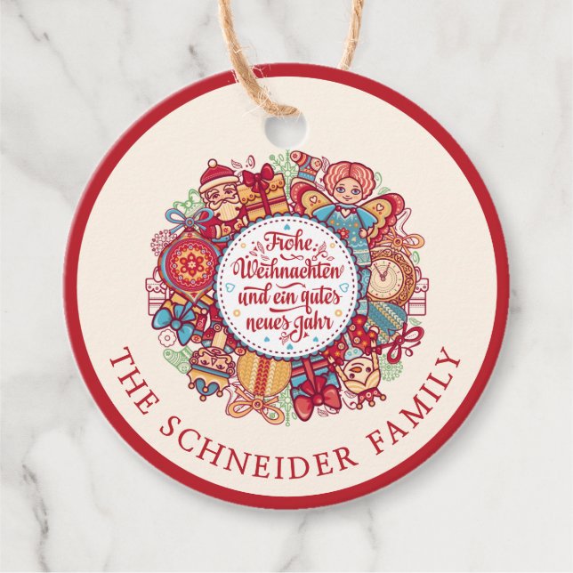 Frohe Weihnachten Wreath  Favour Tags (Front)