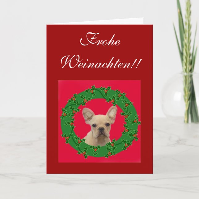 Frohe Weinachten!! French bulldog greeting card (Front)