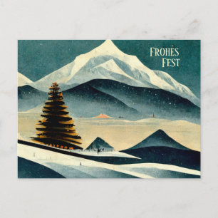 Frohes Fest. Weihnachtskarte mit Art Deco Motiv Postcard