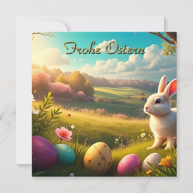 Fröhliche Ostern in einer Frühlingslandschaft (Front)