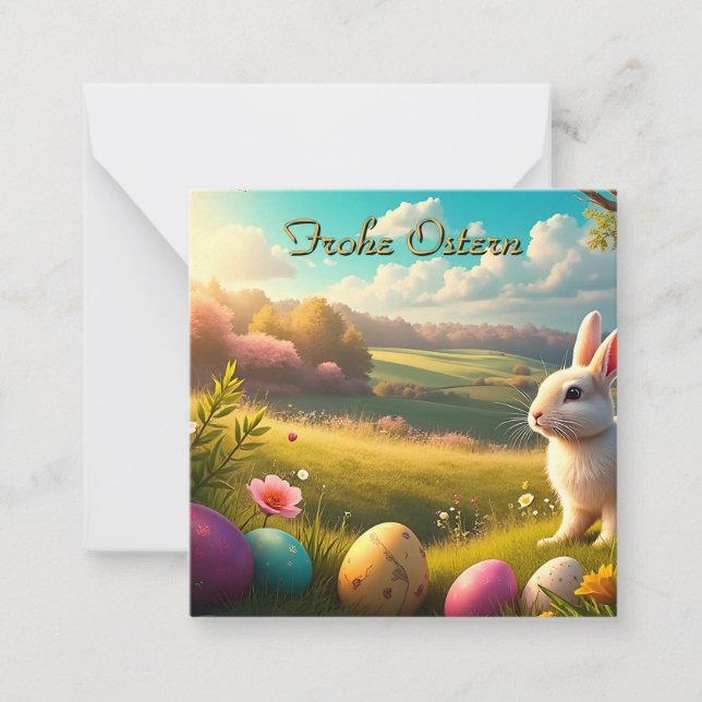 Fröhliche Ostern in einer Frühlingslandschaft Card (Front)