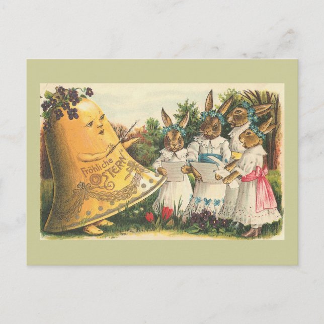 Fröhliche Ostern Vintage Easter Bunnies Holiday Postcard (Front)