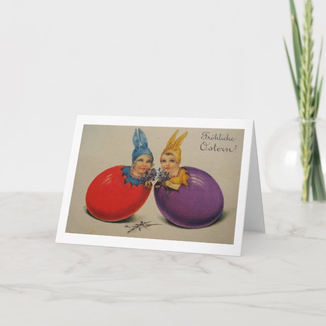 Frohliche Ostern! Vintage German Easter Card (Front)