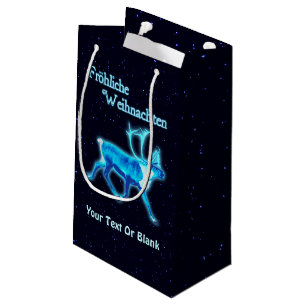 Frohliche Weihnachten - Blue Caribou (Reindeer) Small Gift Bag