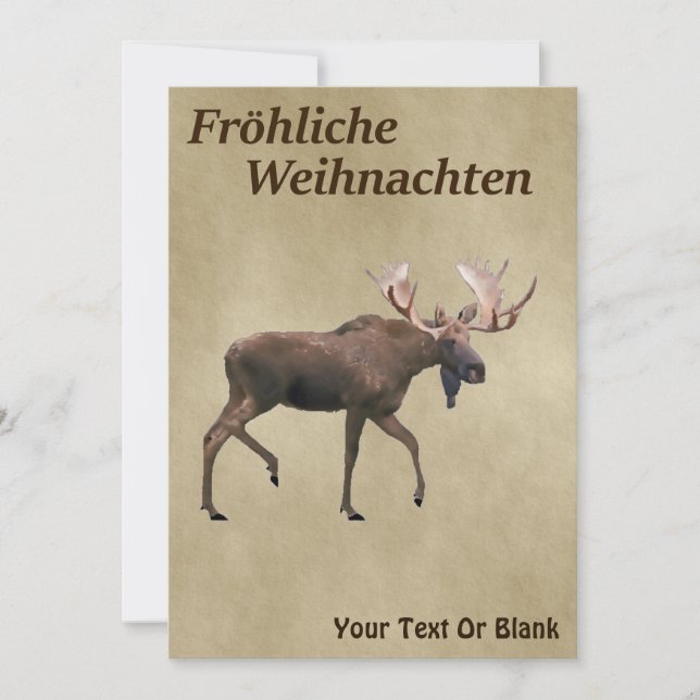 Fröhliche Weihnachten - Bull Moose On Old Paper (Front)