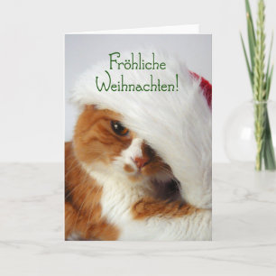 Fröhliche Weihnachten - Cat in Santa Hat Holiday Card