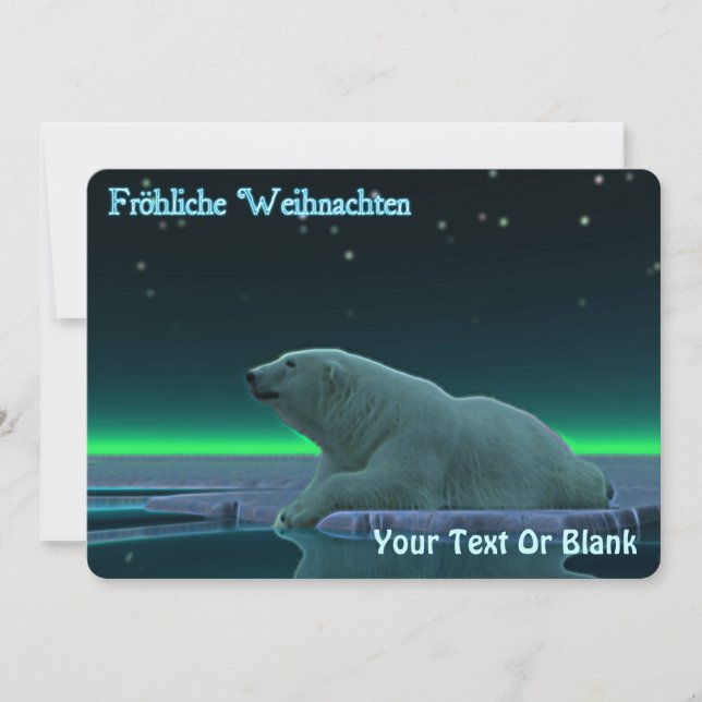 Frohliche Weihnachten - Ice Edge Polar Bear Holiday Card (Front)