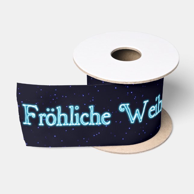 Frohliche Weihnachten - Merry Christmas Satin Ribbon (Spool)