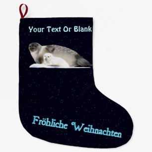 Frohliche Weihnachten - Ringed Seal Large Christmas Stocking