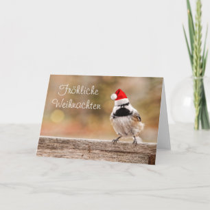 Fröhliche Weihnachten Santa Chickadee Card