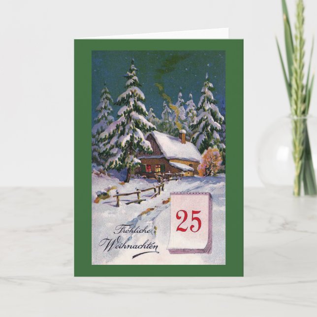 "Frohliche Weihnachten" Vintage German Holiday Card (Front)