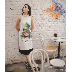 Frolic Christmas Frog, custom Apron