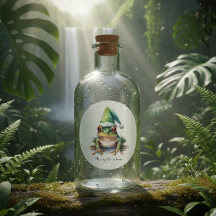 Frolic Christmas Frog, custom Classic Round Sticker