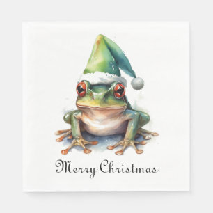 Frolic Christmas Frog, custom Napkin