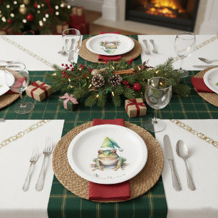 Frolic Christmas Frog, custom Paper Plate