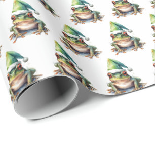 Frolic Christmas Frog  Wrapping Paper