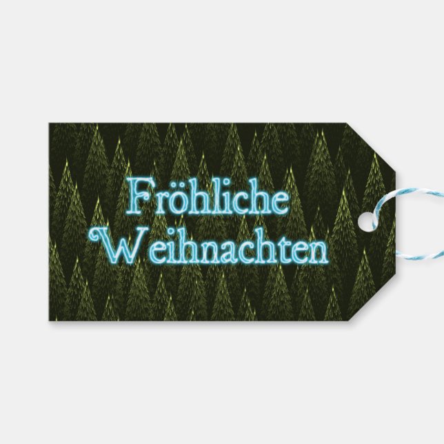 Froliche Weihnachten - Conifers Gift Tags (Front (Horizontal))