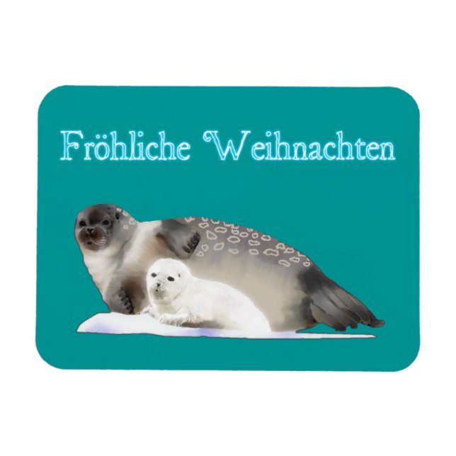 Froliche Weihnachten - Ringed Seal Magnet (Horizontal)