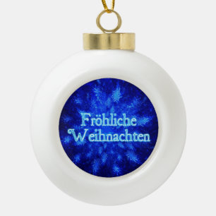 Froliche Weihnachten - Snowburst Ceramic Ball Christmas Ornament