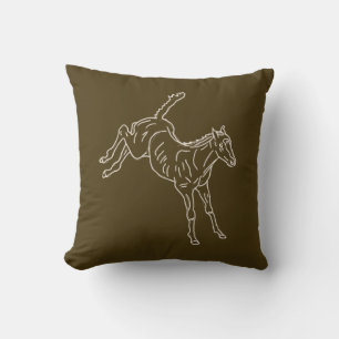 Frolicking Horse Foal - transparent line.  Throw Pillow