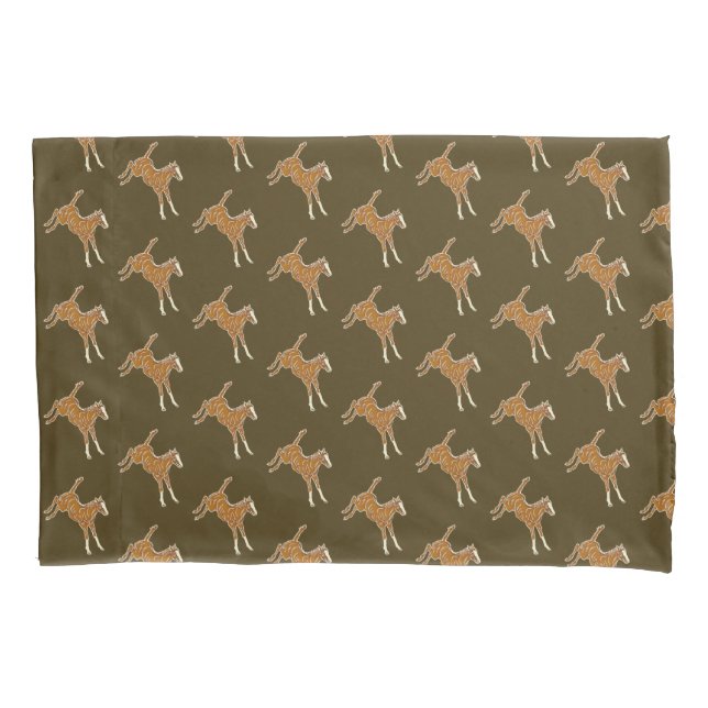 Frolicking Horse Foal - transparent multi-color. Pillowcase (Front)