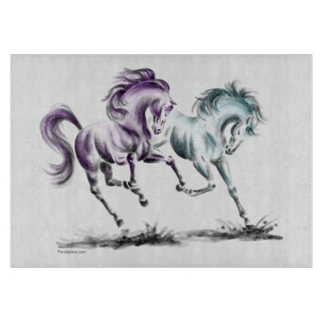 Frolicking Racing Wild Horses Cutting Board (Front)