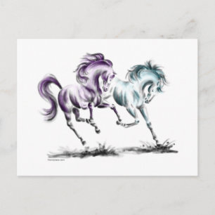 Frolicking Racing Wild Horses Postcard