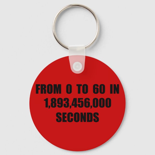 From  0 to 60 in seconds keychain (Front)