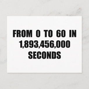 From  0 to 60 in seconds postcard