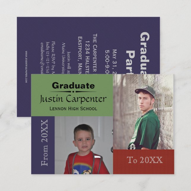 From 20XX To 20XX 2 Photo - 3x5 Grad Announcement (Front/Back)