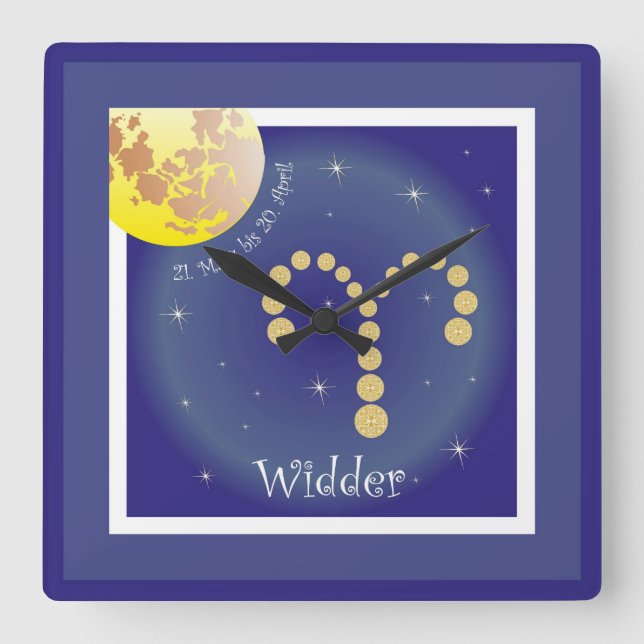 From 21 March to 20 April Square Wall Clock (Front)