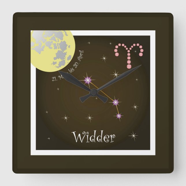 From 21 March to 20 April Square Wall Clock (Front)