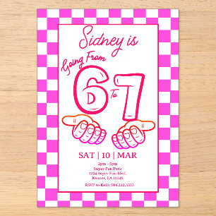 From 6 to 7 Meme Birthday Chequerboard Invitation