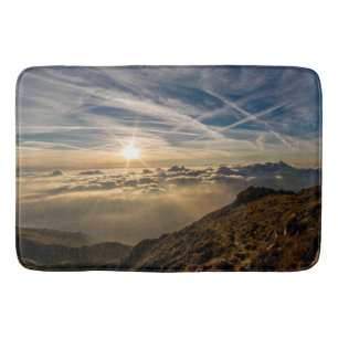 From a Mountaintop, Sunset above The Clouds Shower Bath Mat