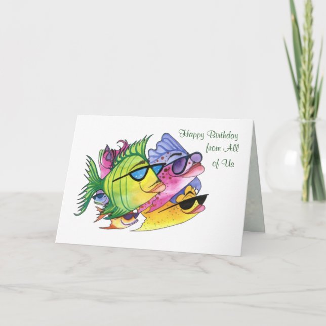 From all of us, Birthday Card with fish (Front)