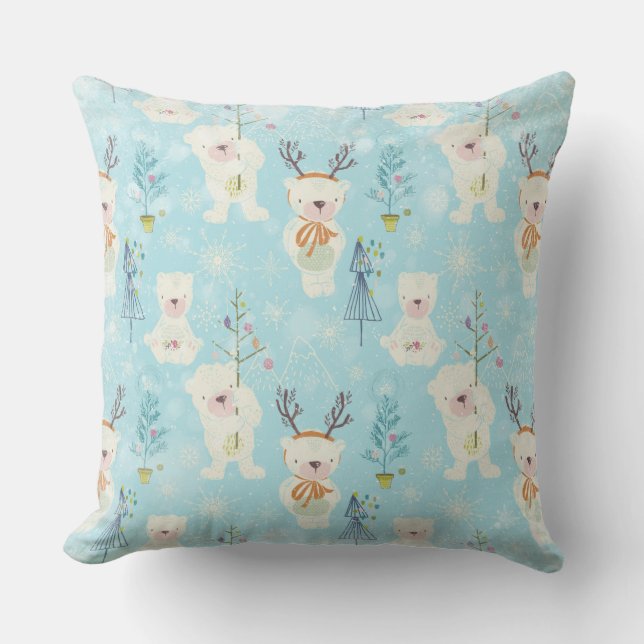 From Bears and Christmas-Xmas Pattern for Kids Throw Pillow (Front)