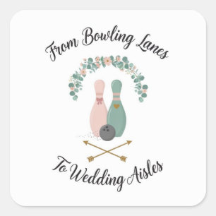 From Bowling Lanes to Wedding Aisles Floral Square Sticker