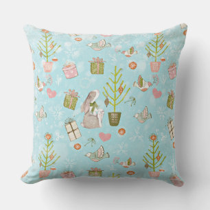 From Bunnies and Christmas-Xmas Pattern for Kids Throw Pillow