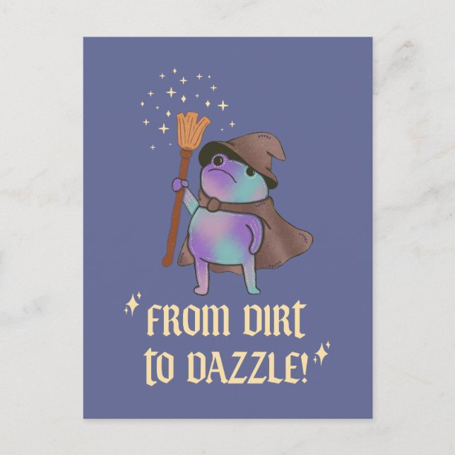 From Dirt to Dazzle Funny Wizard Frog Witch Hat  Postcard (Front)
