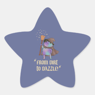 From Dirt to Dazzle Funny Wizard Frog Witch Hat  Star Sticker