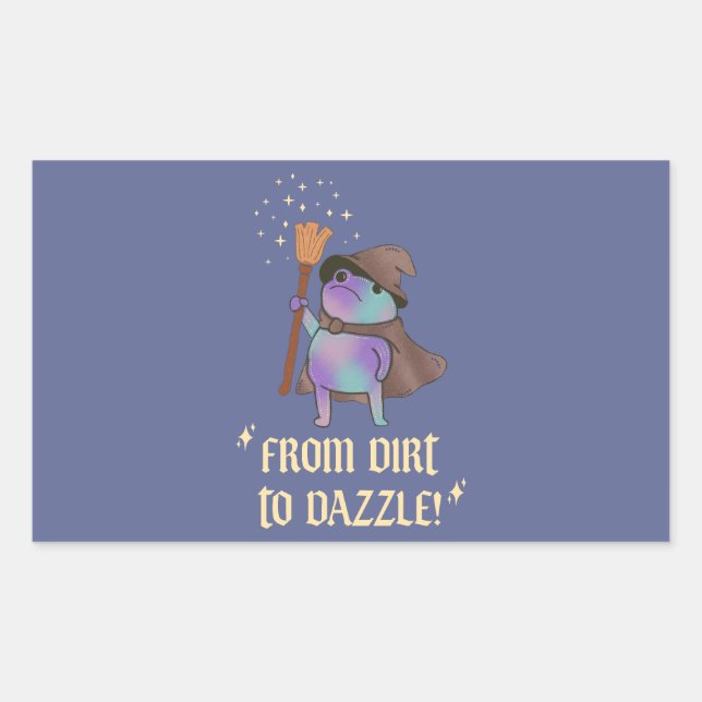 From Dirt to Dazzle Funny Wizard Frog Witch Hat  Sticker (Front)