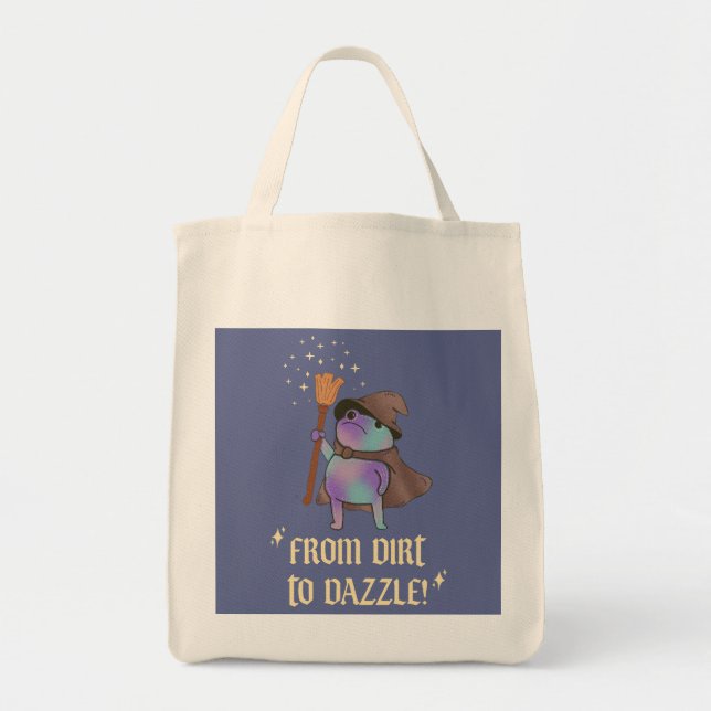 From Dirt to Dazzle Funny Wizard Frog Witch Hat  Tote Bag (Front)