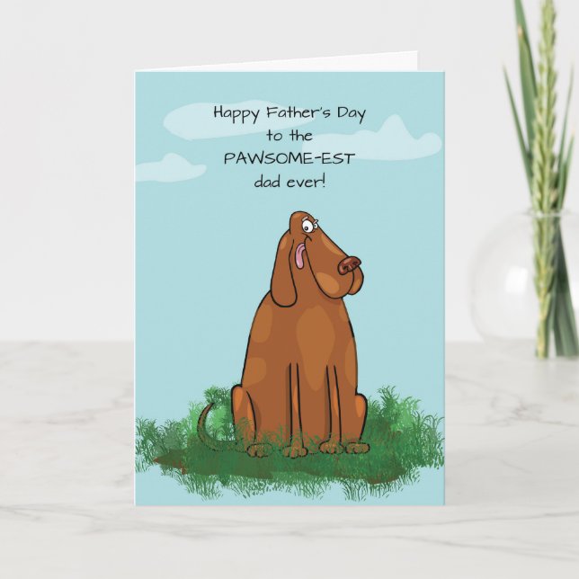 From Dog on Father's Day Funny Cartoon Dog Outside Card (Front)