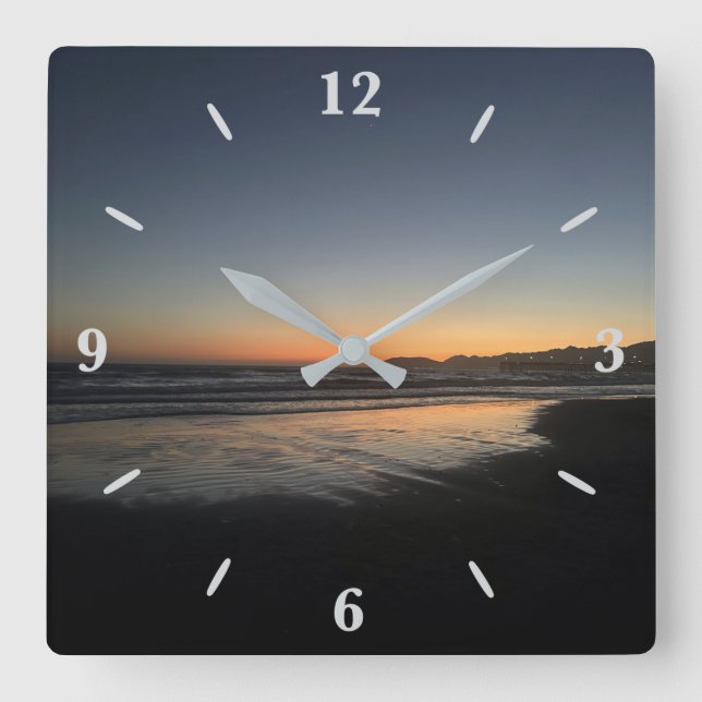 From Dusk Till Twilight At The Beach Photo Image  Square Wall Clock (Front)
