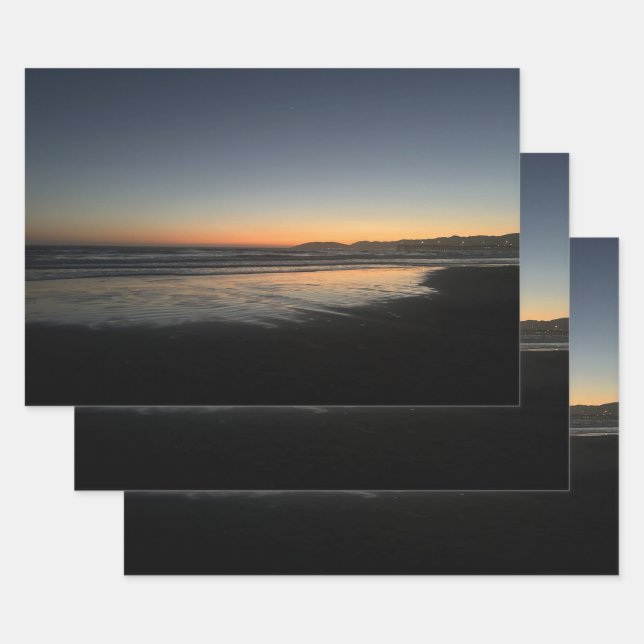 From Dusk Till Twilight At The Beach Photo Image  Wrapping Paper Sheet (Set)