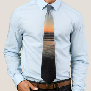 From Dusk Till Twilight At The Beach Photo Print Tie