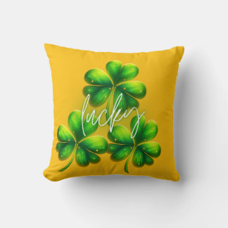 From emerald green to lucky clovers throw pillow