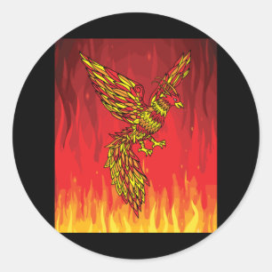 From Fire And Flames Phoenix Bird Classic Round Sticker