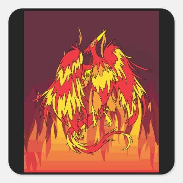 From Fire And Flames Phoenix Bird Square Sticker (Front)