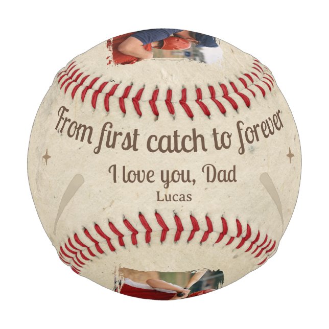From First Catch to Forever 2 Photo Dad Gift  Baseball (Back)